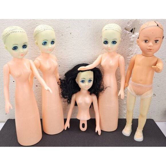Vintage Creepy Dolls Haunted Terror Sisters Sleepy Eyes Lot Of 5 Cone DIY Craft - Picture 3 of 13
